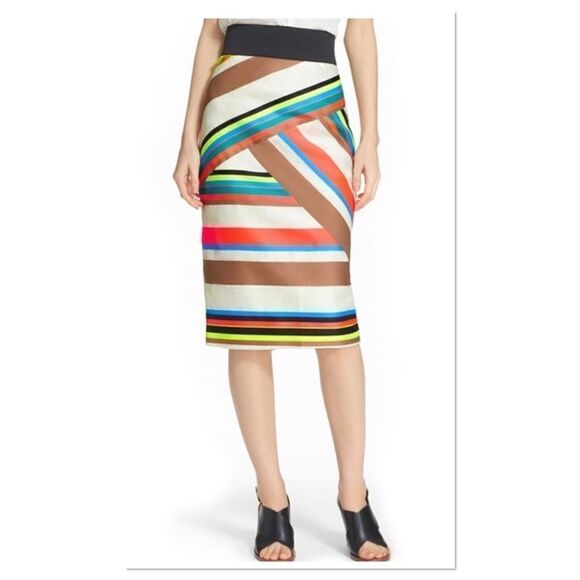 Milly Fluorescent Stripe Pencil Skirt (E15) - Picture 1 of 6